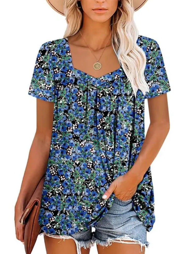 Lässiges Damen-Blumenoberteil mit V-Ausschnitt und weitem Schnitt von berg-feldt