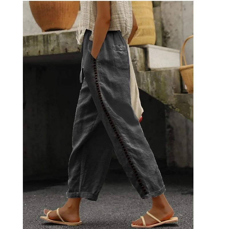 Damen pantalon décontracté en lin avec coutures latérales Berg-Feldt