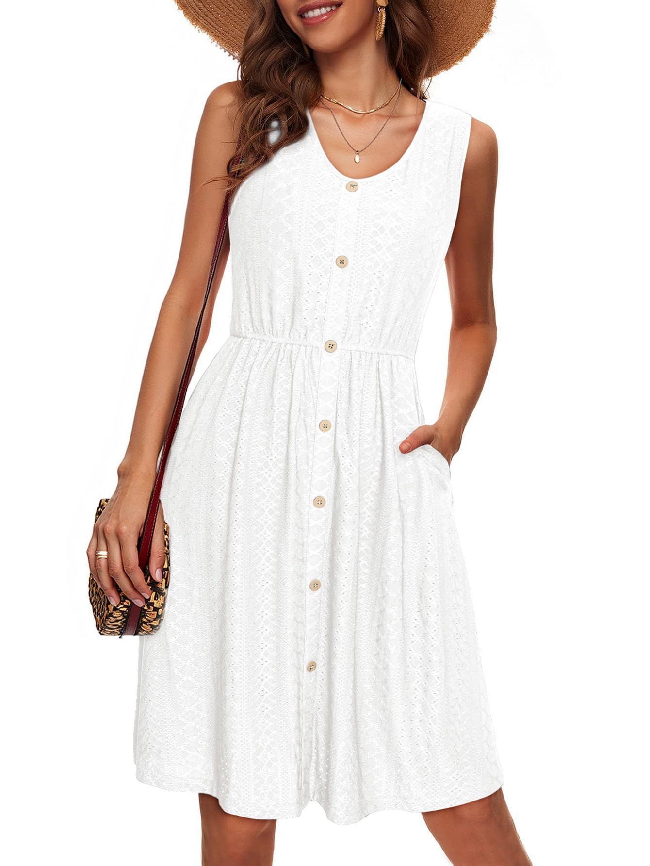 Robe d'été élégante pour femme avec boutons, texture et poches, de berg-feldt