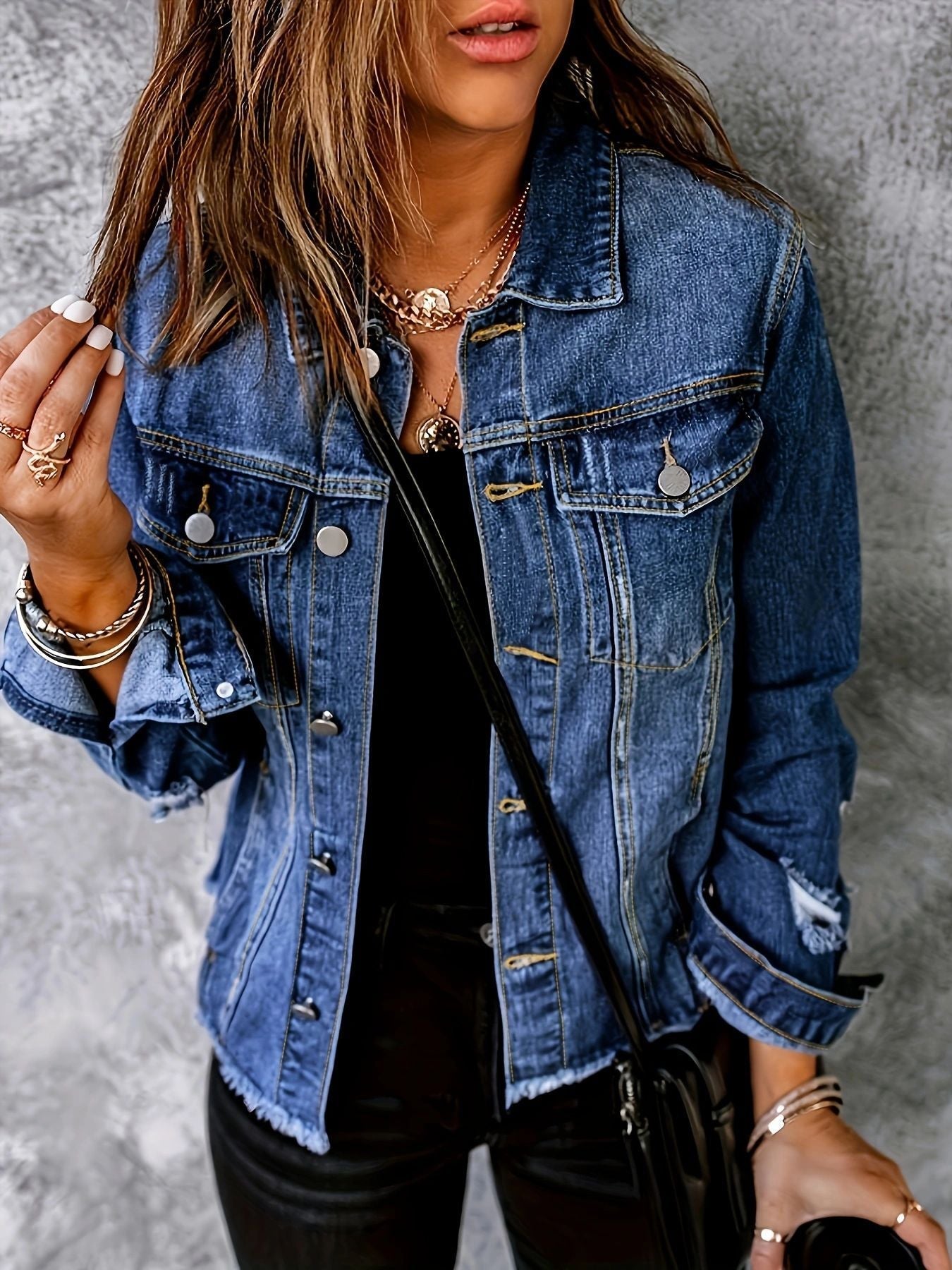 Veste en jean décontractée pour femme avec ourlets effilochés de berg-feldt