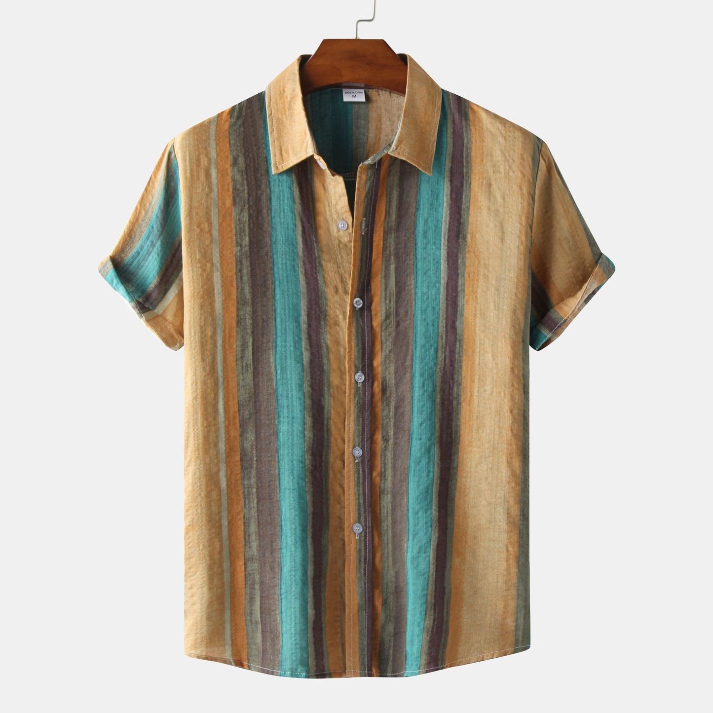 Chemise à manches courtes pour homme avec motif rayé coloré et matière légère Berg-Feldt