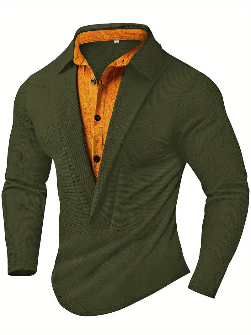 Herren Elegantes Langarmhemd mit modernem Kragen und texturiertem Design Berg-Feldt