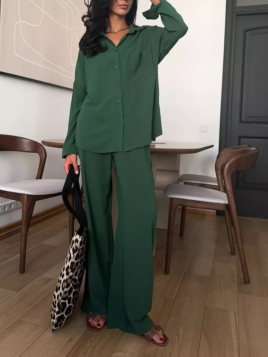 Elegantes Damen Leinen Hosenset mit bequemer Bluse und elastischem Bund von berg-feldt