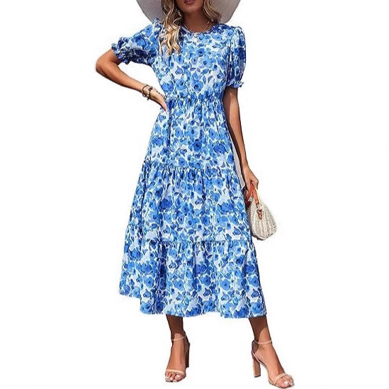 Robe mi-longue fleurie à manches larges pour femme de berg-feldt