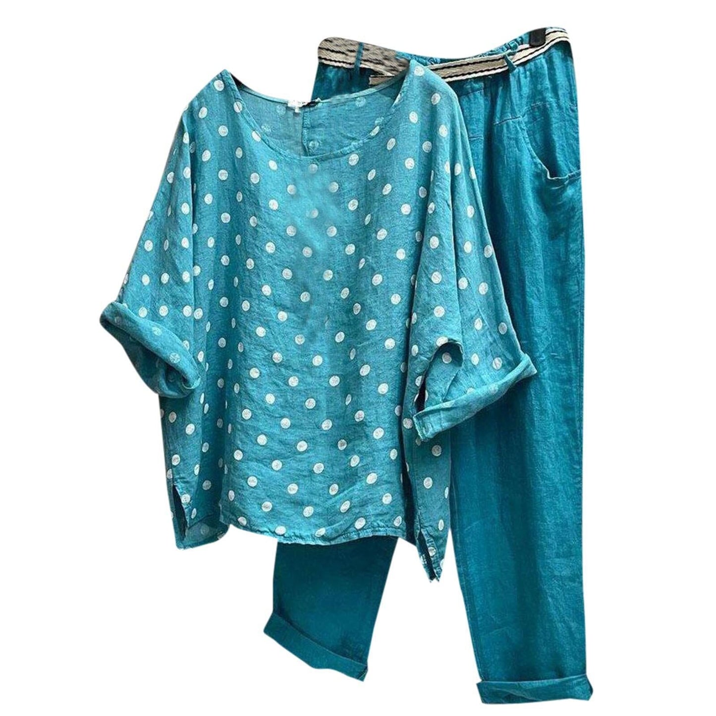 Leichte Damen-Bluse mit Punkten und bequeme Hose von berg-feldt