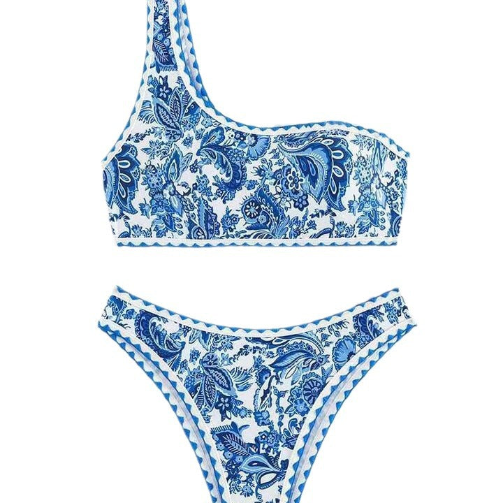 Ensemble de bikini femme Berg-Feldt à motif floral et haut asymétrique à une épaule