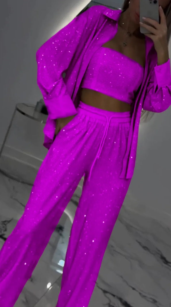 Loungewear Set for Women: Glittery Top & Elastic Trousers by berg-feldt