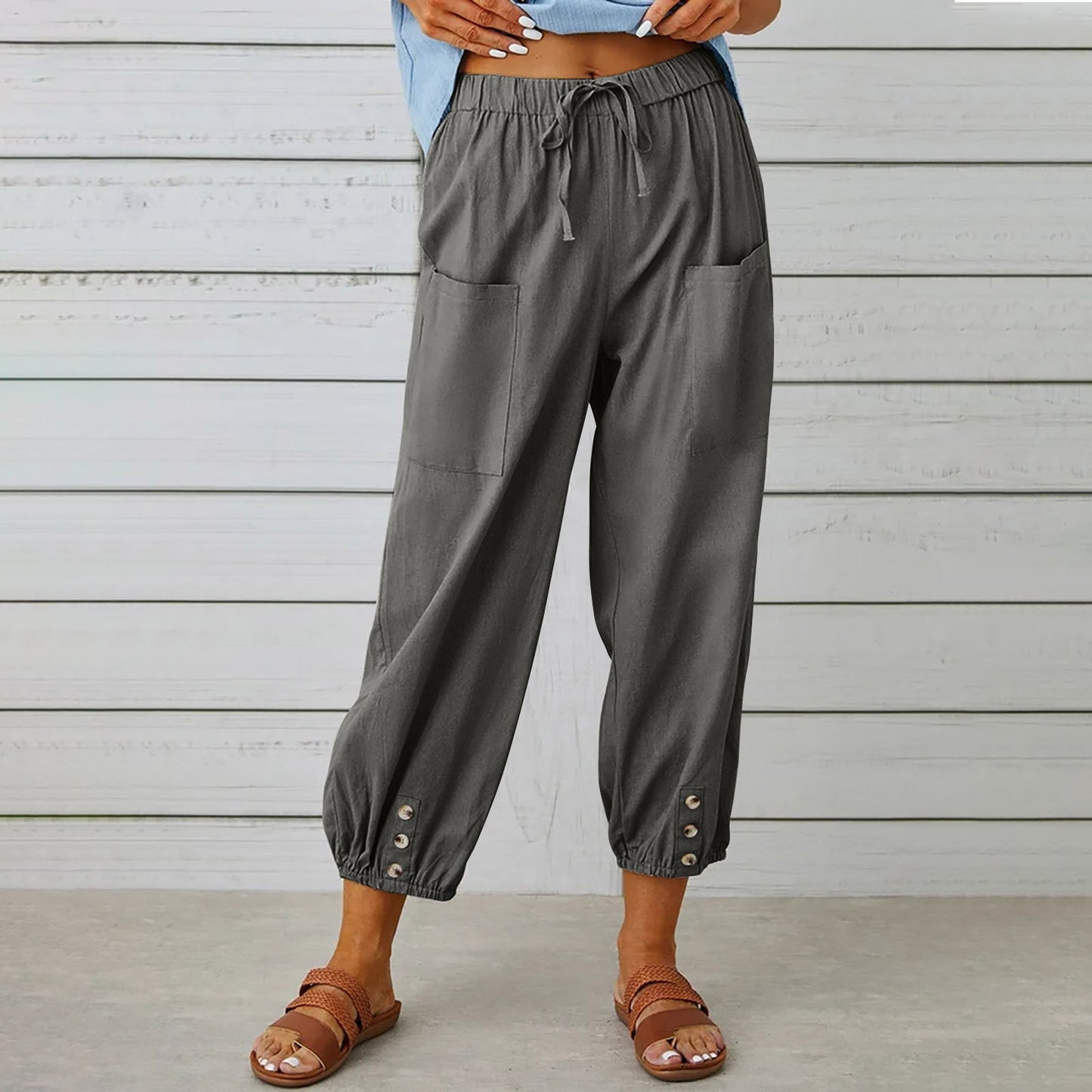 Pantalon cargo femme avec taille élastique et multipoches de berg-feldt