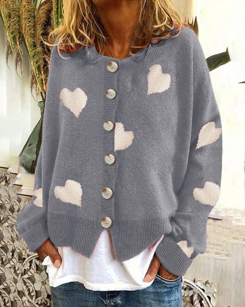 Dames cardigan douillet en maille avec motif cœur Berg-Feldt