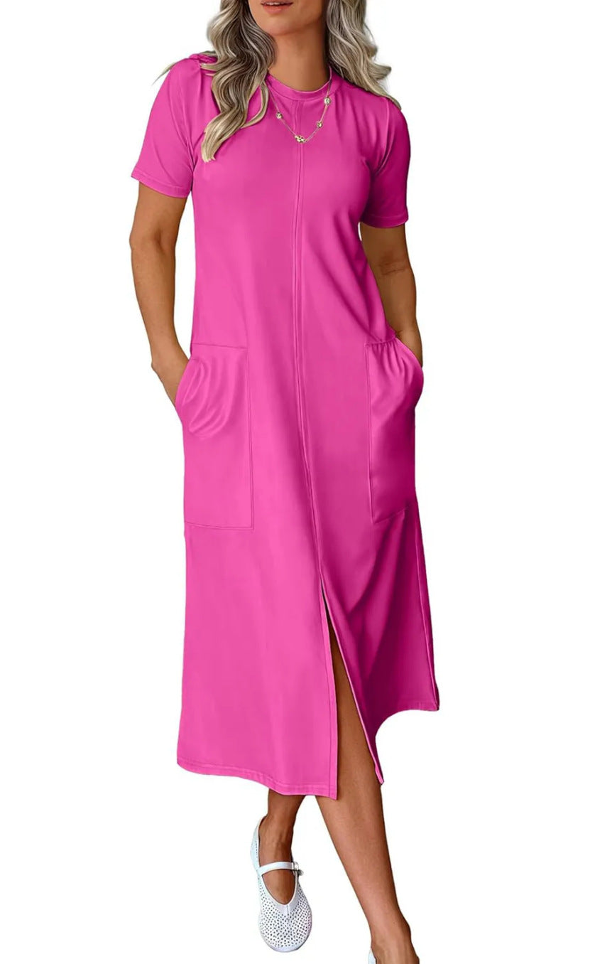 Maxikleid für Damen, lässig geschnitten, mit Taschen und Seitenschlitz von berg-feldt
