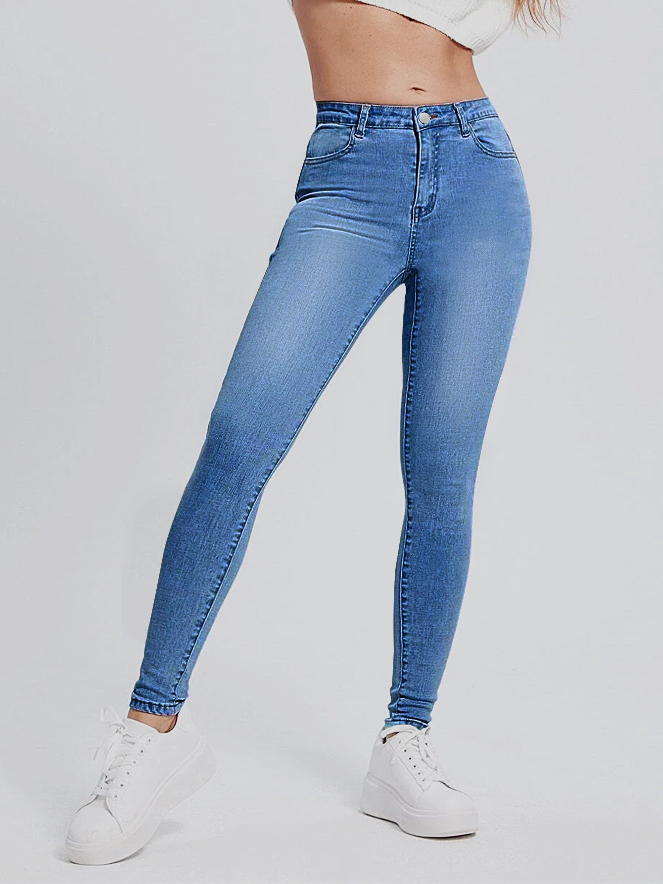 Figurformende Damen-Jeans mit hohem Bund, schmal geschnitten, Stretch-Qualität von berg-feldt