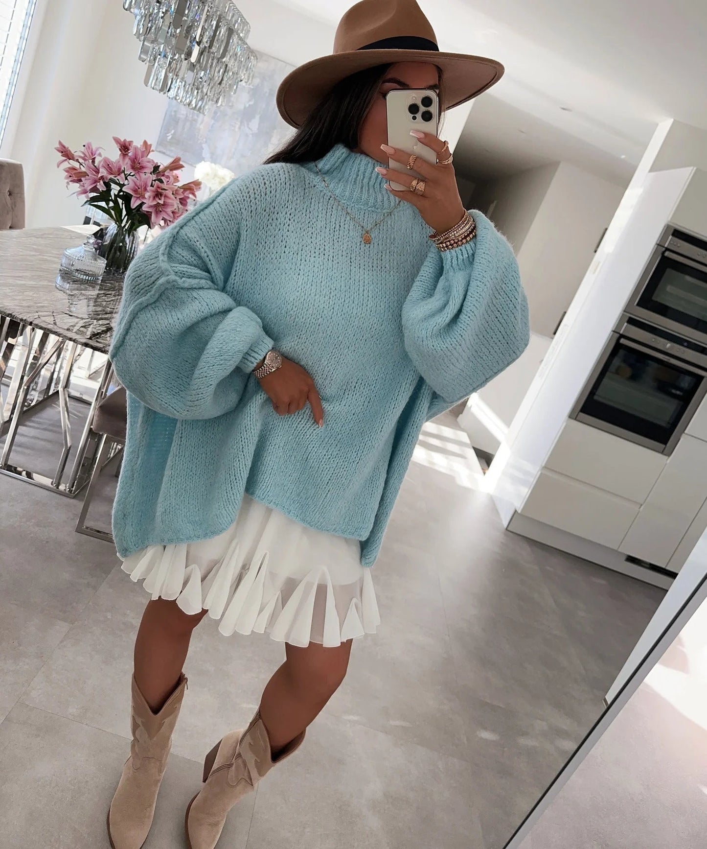 Pull-over ample décontracté pour femme avec manches montées et coupe asymétrique Berg-Feldt