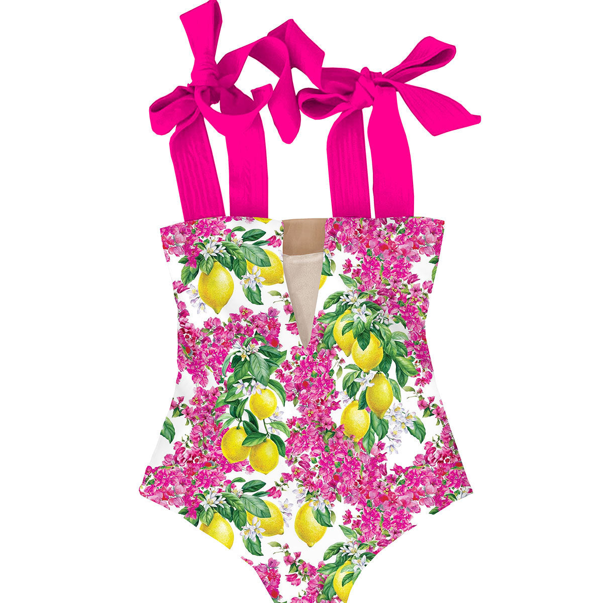 Maillot de bain femme Berg-Feldt : une pièce à nœuds romantiques et motif floral
