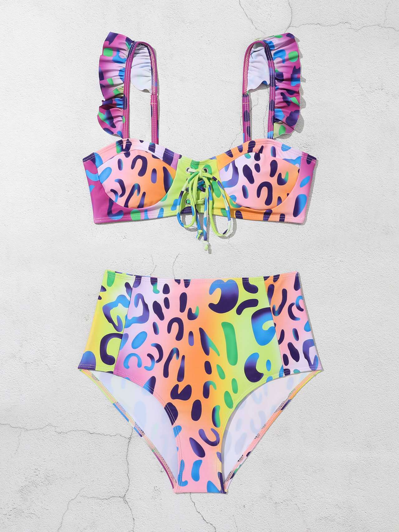 Haut de bikini et bas taille haute à volants Berg-Feldt pour femmes