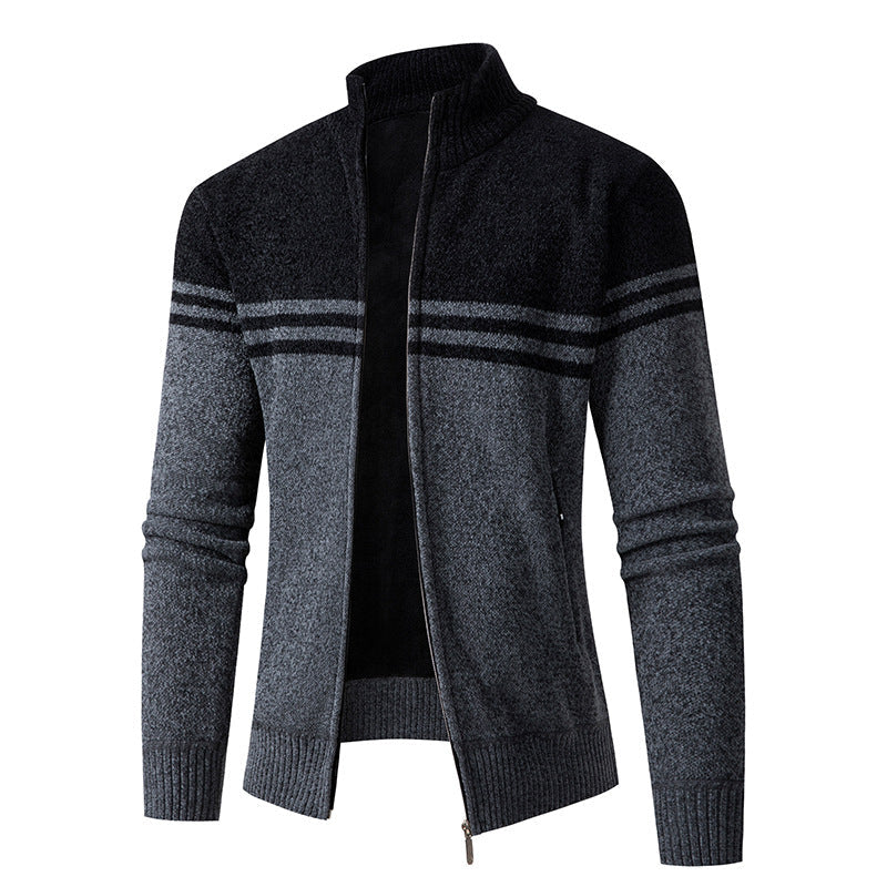 Herren Strickjacke mit modernem Zipper und sportlichem Streifenmuster Berg-Feldt