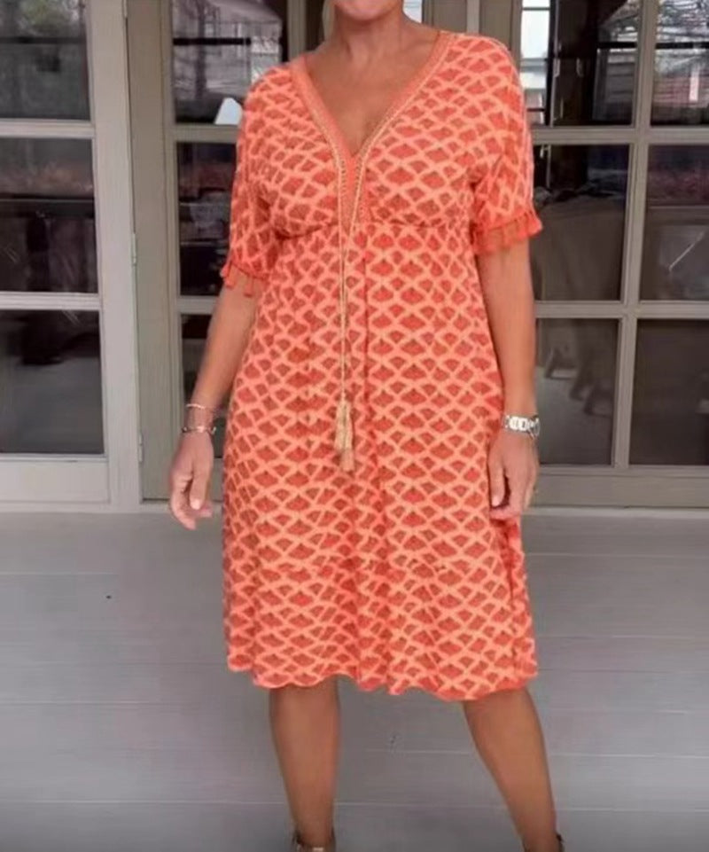 Robe d'été élégante pour femme avec manches à franges et col en V de berg-feldt