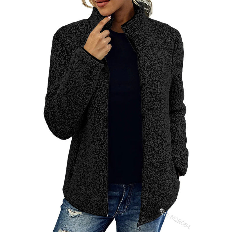 Veste polaire duveteuse à col montant et poches latérales pour femme Berg-Feldt