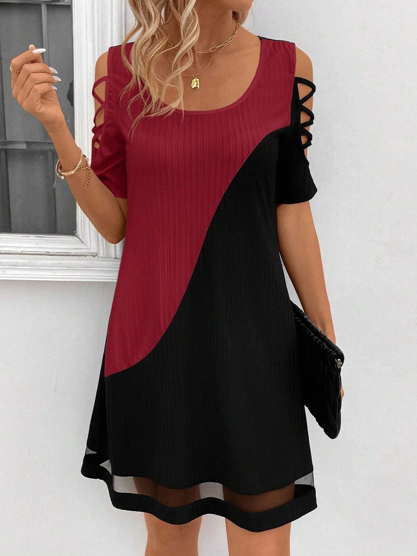 Robe d'été moderne pour femme avec épaules dénudées et color block tendance de berg-feldt