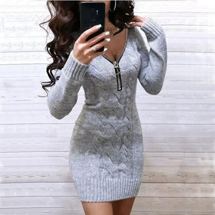 Robe pull en maille tressée avec fermeture éclair Berg-Feldt pour femme