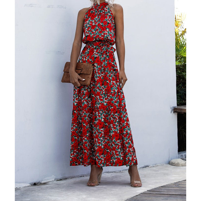 Élégante robe longue pour femme à motif floral de mariage avec ceinture de berg-feldt