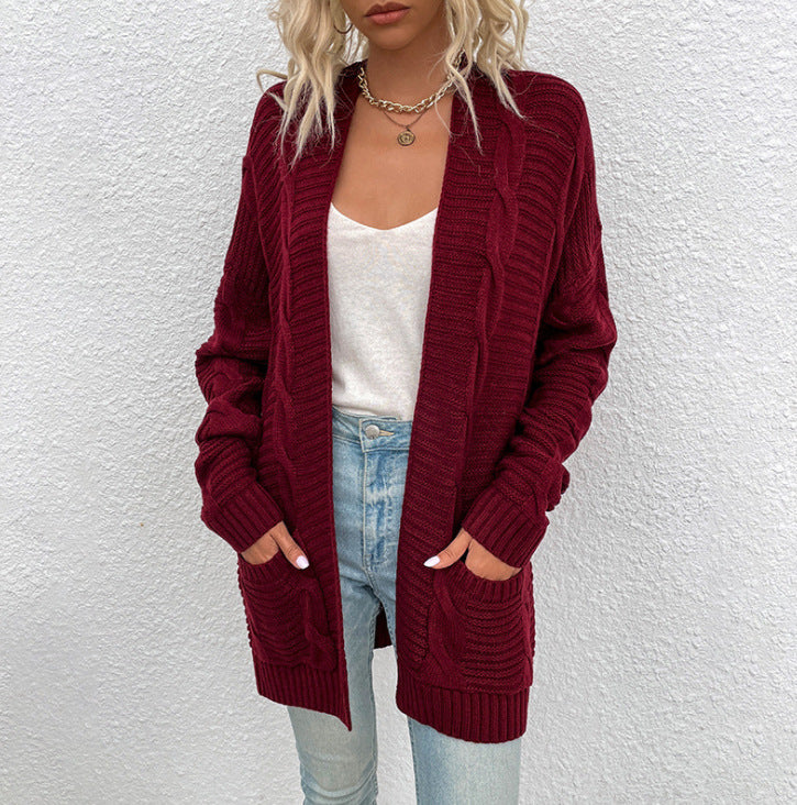 Damen Grobstrick-Cardigan mit großen Taschen und strukturiertem Design Berg-Feldt
