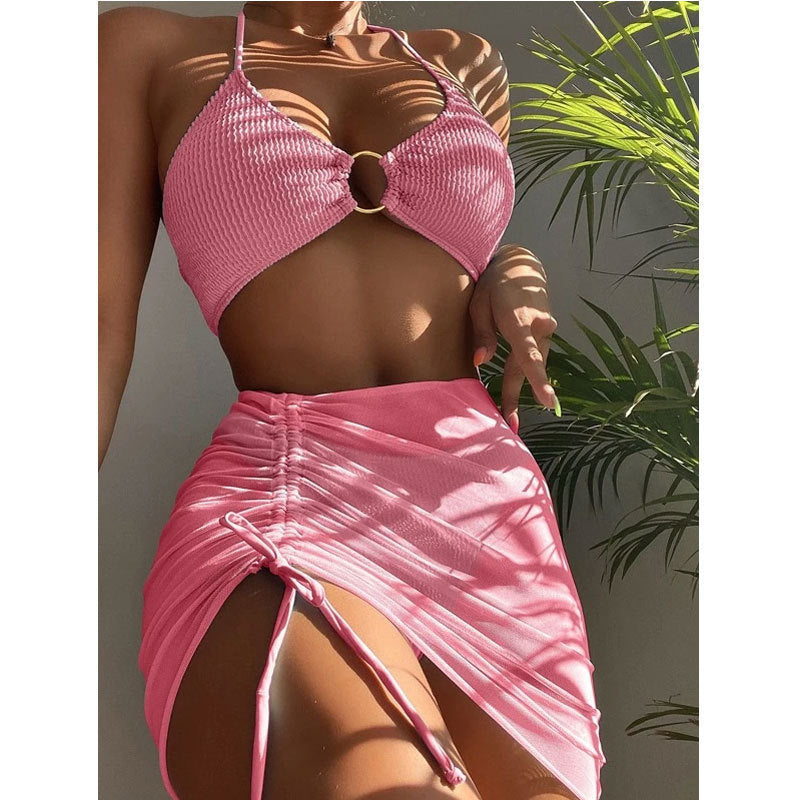 Haut de maillot de bain femme Berg-Feldt avec fronces et anneau