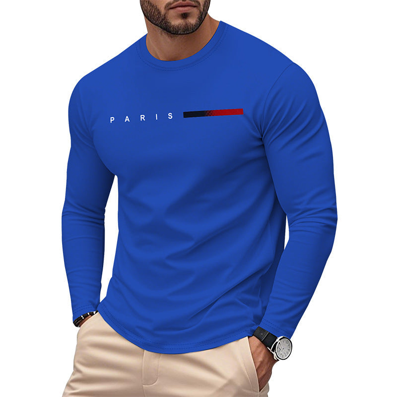 T-shirt à manches longues pour homme avec imprimé Paris moderne et ourlet élastique Berg-Feldt