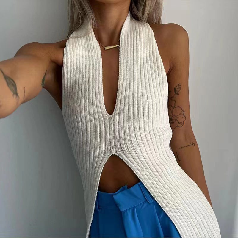 Stricktop mit offenem Rücken, gerippt, von berg-feldt für Damen