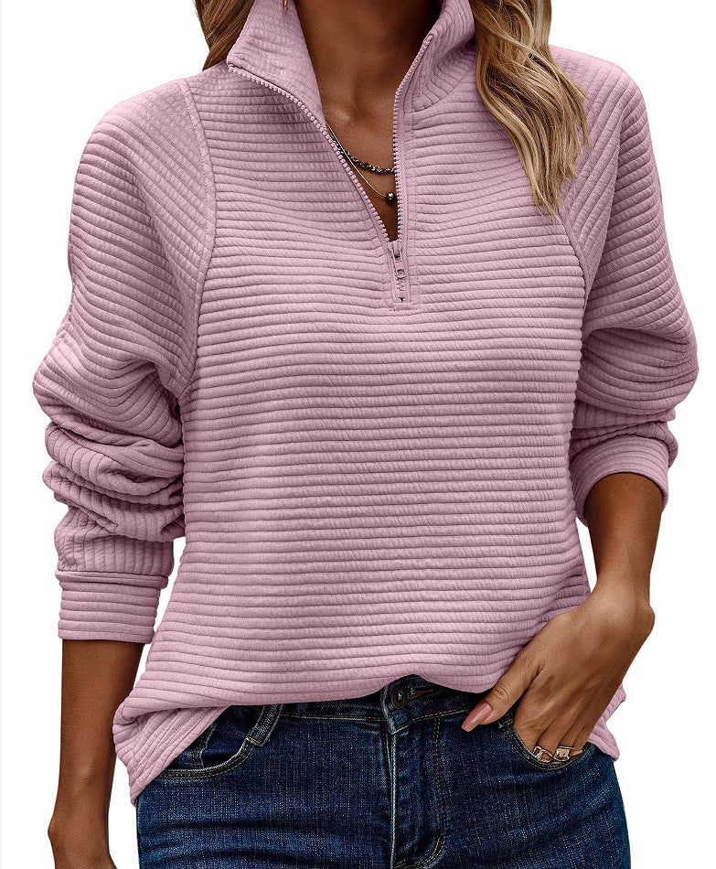 Damen Pull molletonné gaufré à col montant zippé Berg-Feldt