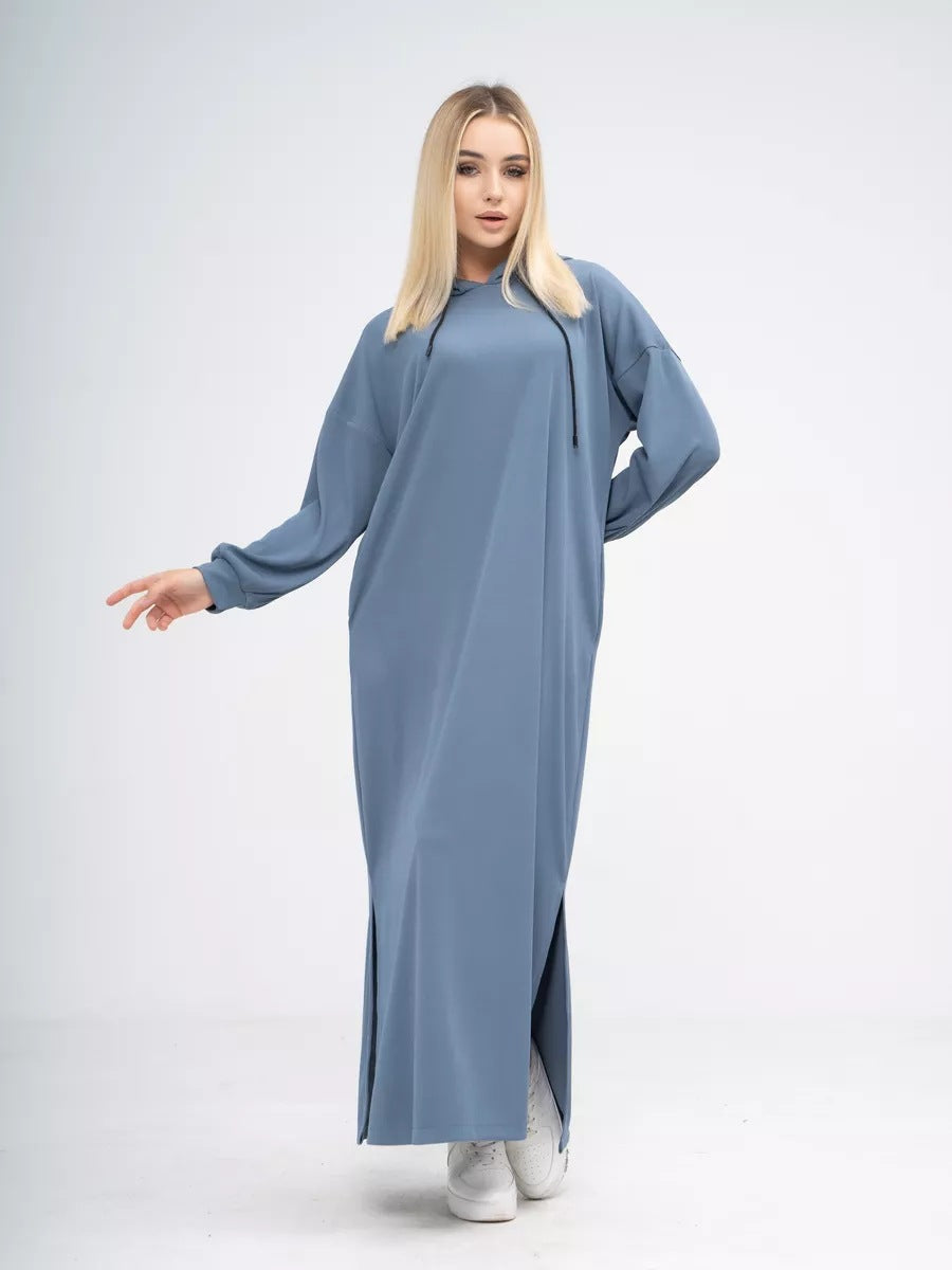 Robe longue à capuche avec fentes latérales pour femme de berg-feldt