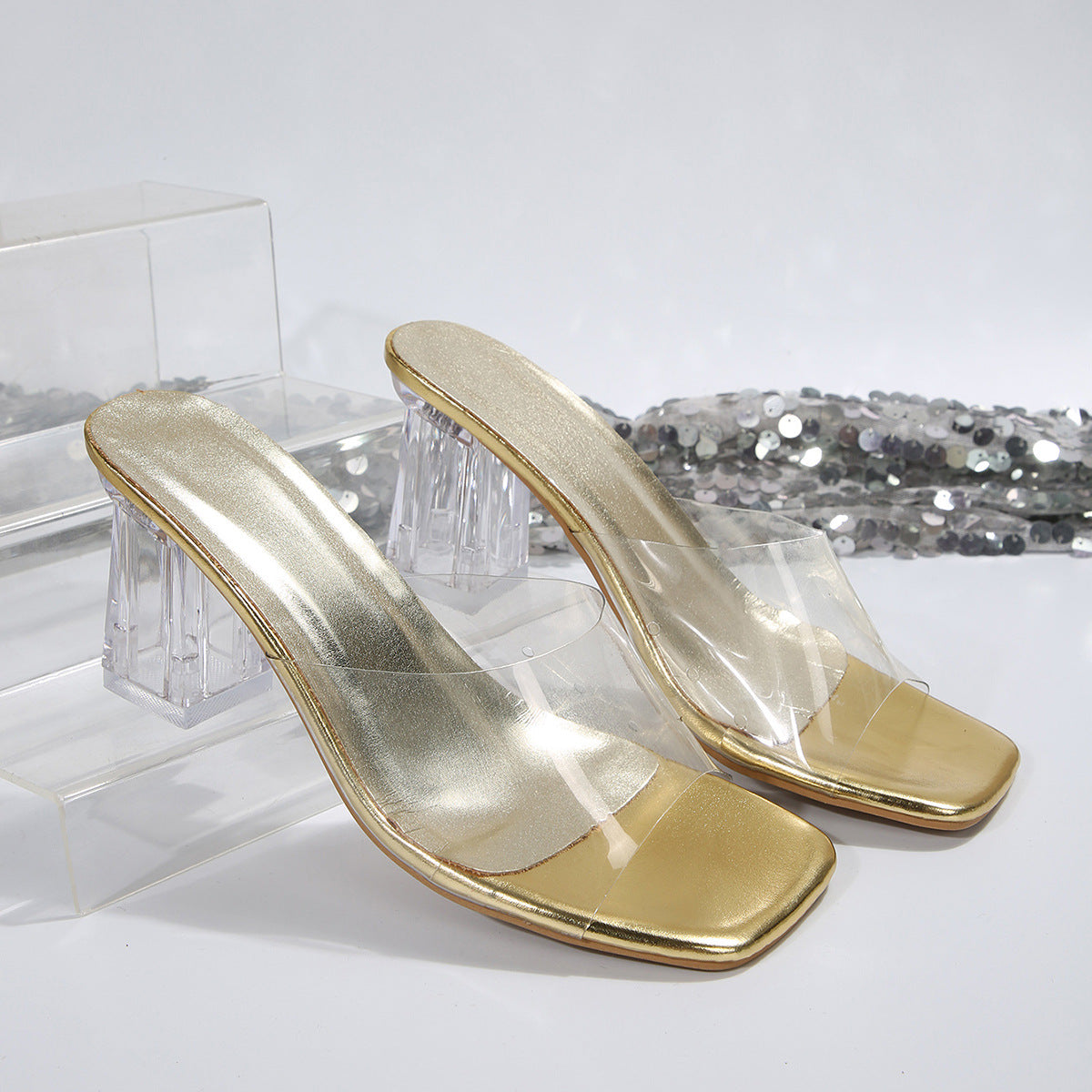Elegante Damen High Heels mit transparentem Design und Blockabsatz von berg-feldt