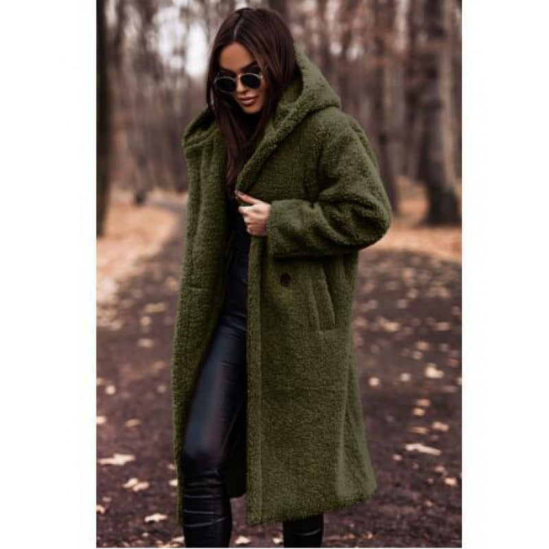 Damen Teddy manteau à capuche confortable avec fermeture à bouton Berg-Feldt