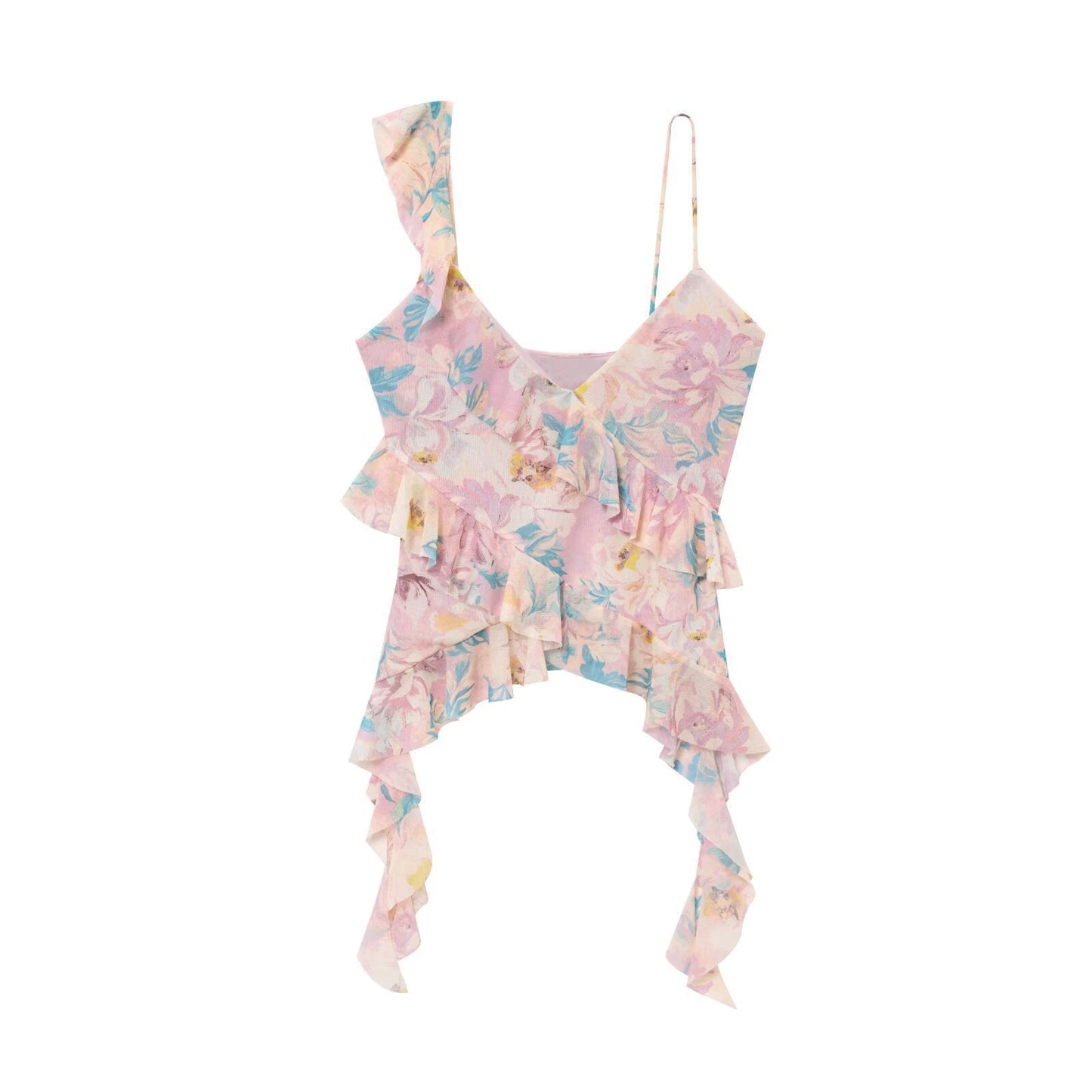 Haut asymétrique à volants léopard Berg-Feldt pour femme