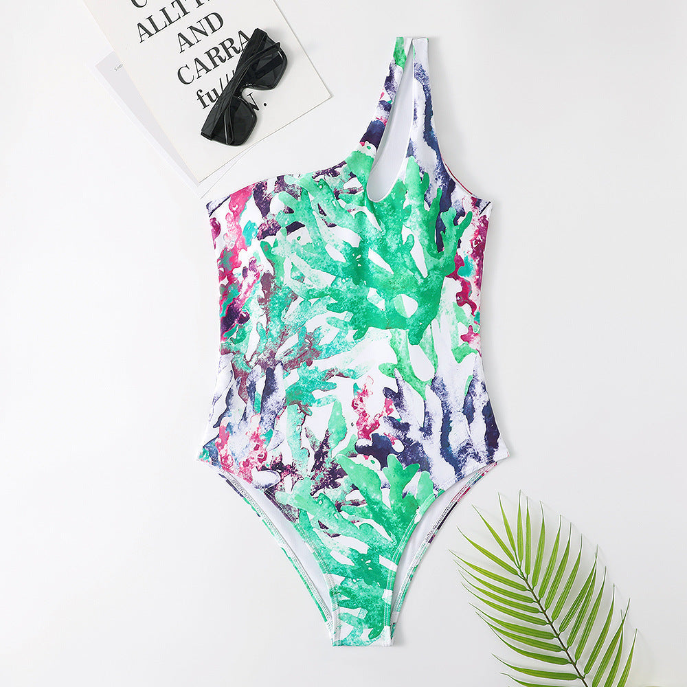 Maillot de bain femme Berg-Feldt à imprimé graphique et design asymétrique à une épaule
