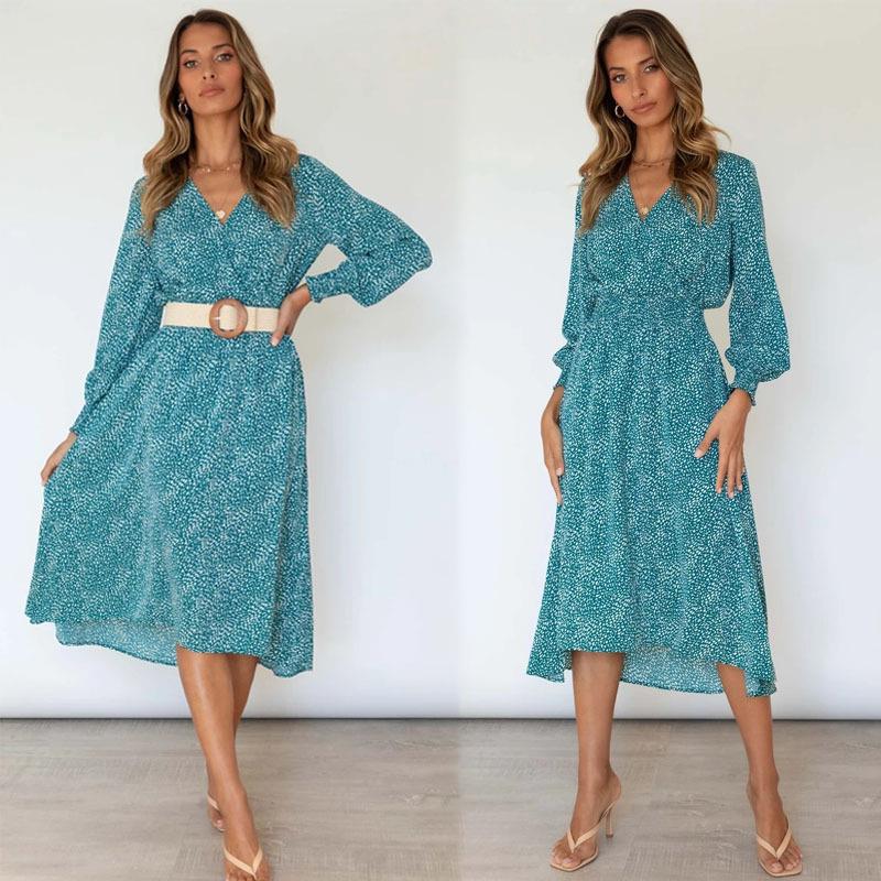 Elegantes Wickelkleid für Damen mit langen Ärmeln und verstellbarem Taillengürtel von berg-feldt