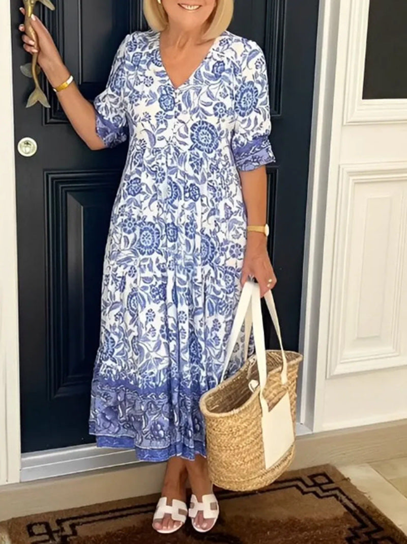 Robe longue femme Berg-Feldt à motif floral et volant raffiné