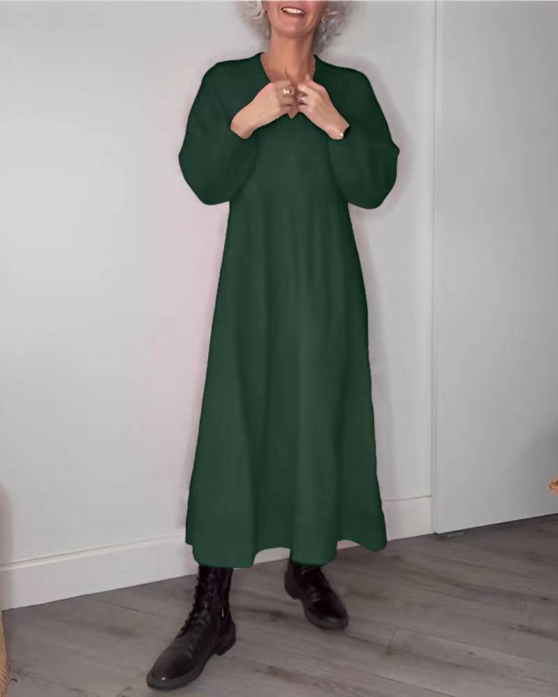 Maxi-robe pour femme avec col en V élégant et manches longues confortables Berg-Feldt