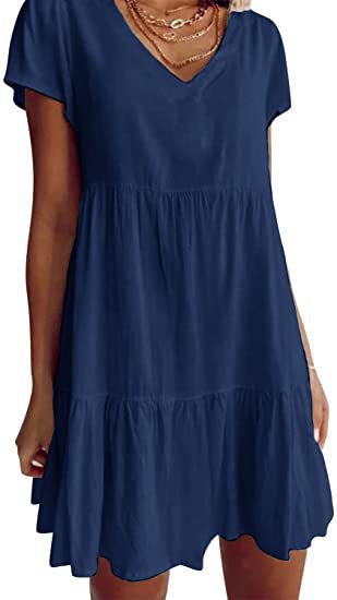 Lightweight, casual women's summer dress with V-neck and wide skirt from berg-feldt