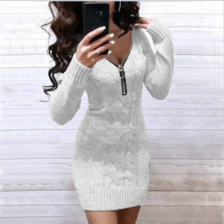 Robe pull en maille tressée avec fermeture éclair Berg-Feldt pour femme