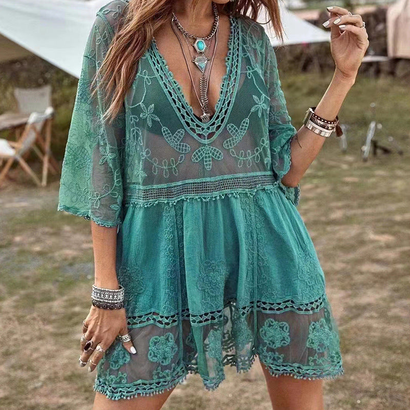 Berg-Feldt Robe pour Femme : Élégante, Transparente, brodée