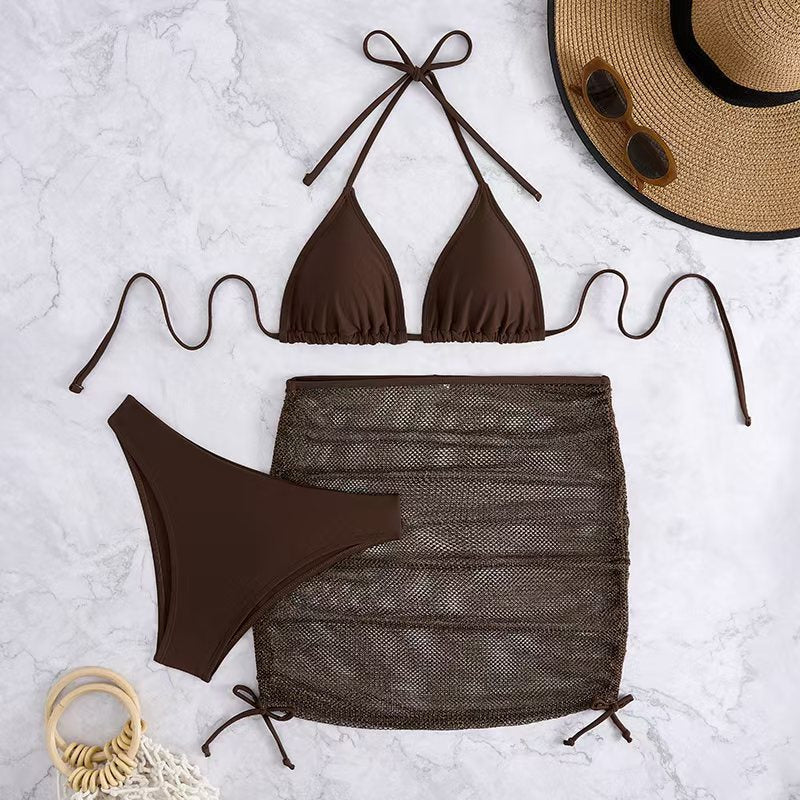 Hochgeschnittener Dreieck-Bikini mit Netzrock von berg-feldt für Damen