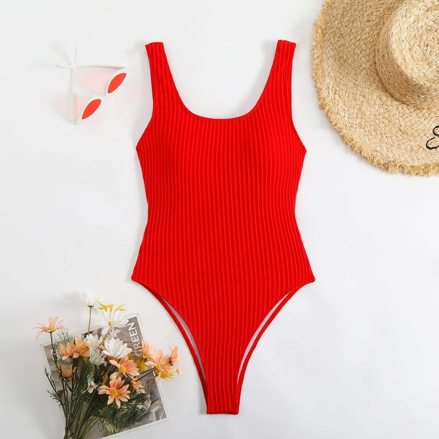 berg-feldt Maillot de bain femme, coupe haute, coupe côtelée, 1750839337