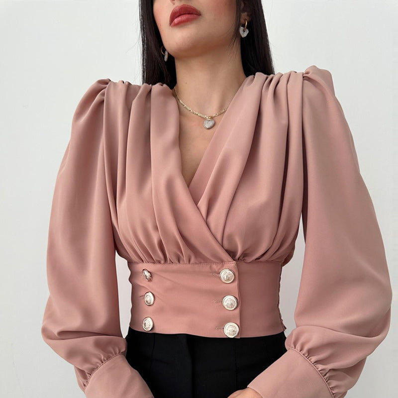 Chemise Berg-Feldt pour femme : élégante, avec manches bouffantes et boutons