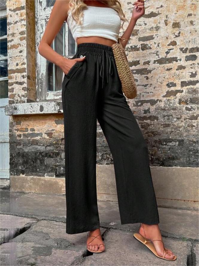 Damen Elegant Casual-Hosen mit Elastischer Bund und Seiten-Taschen Berg-Feldt