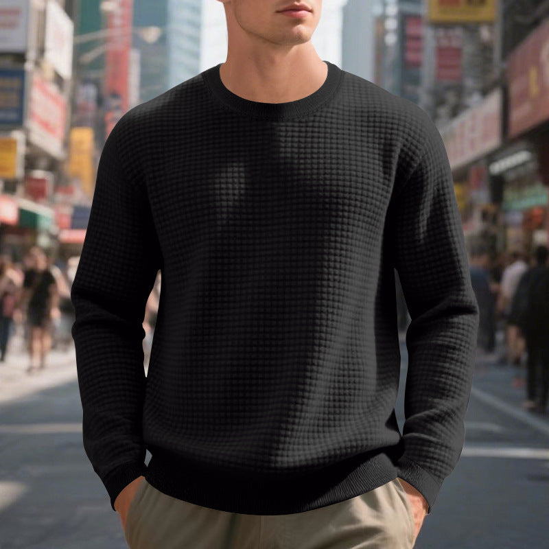 Herren warmer Pullover mit strukturiertem Gewebe und Rundhalsausschnitt Berg-Feldt