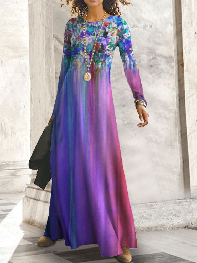 Robe longue à manches longues et motif floral Berg-Feldt pour femme