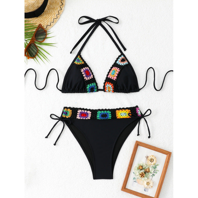 Hochbund-Bikini für Damen mit buntem Stickmuster von Berg-Feldt