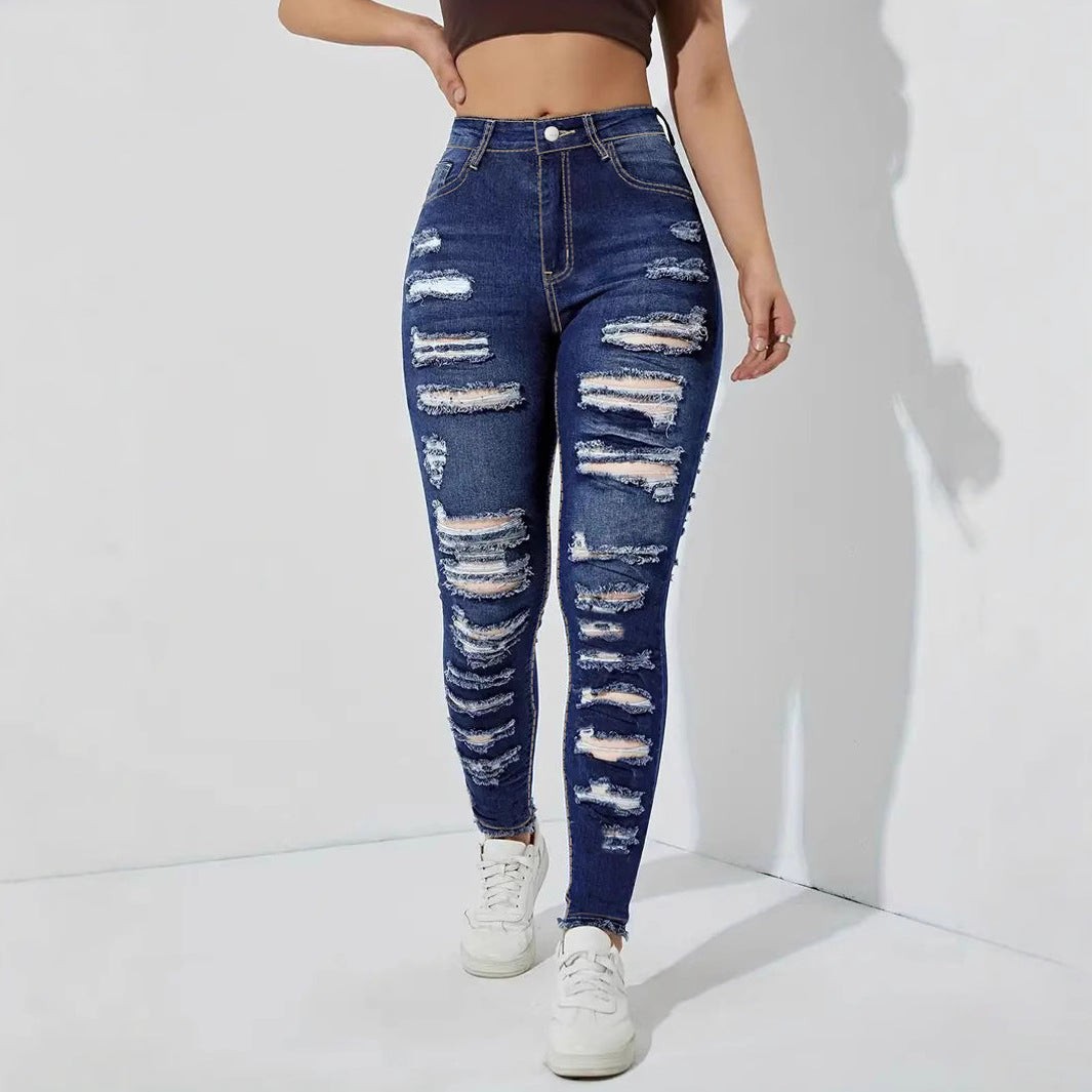 Berg-Feldt Jean slim taille haute déchiré pour femme