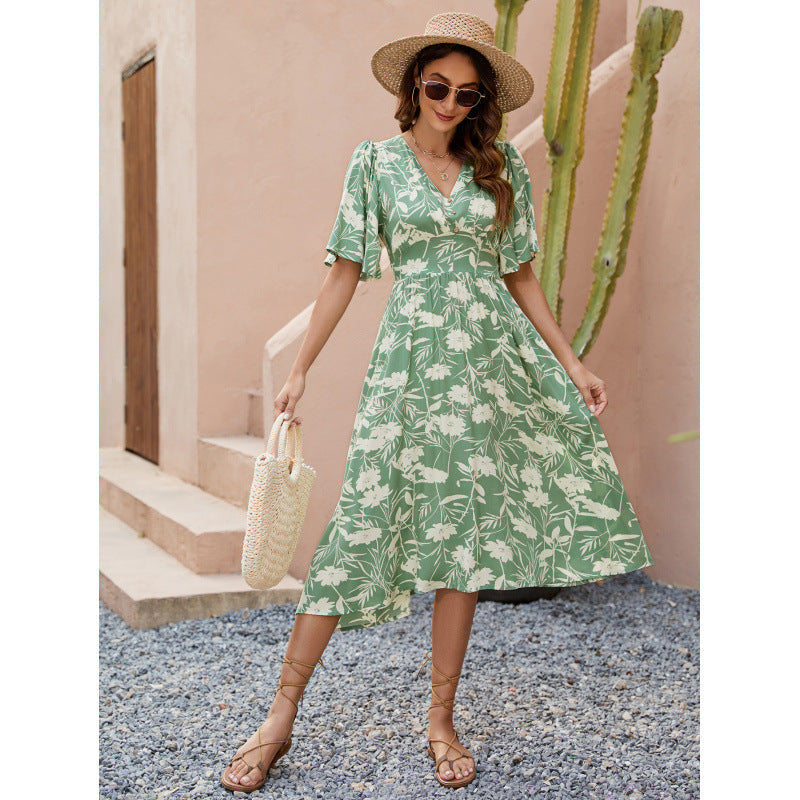 Robe midi à manches bouffantes et imprimé floral pour femme berg-feldt