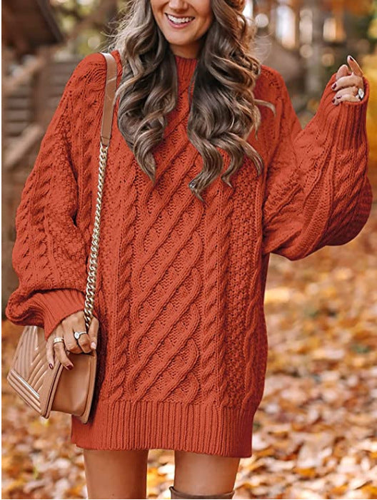 Women's chunky knit sweater with voluminous sleeves and decorative cable pattern Berg-Feldt